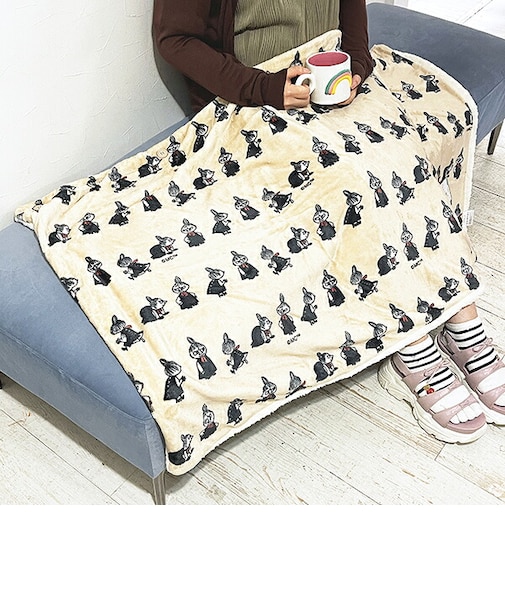 ムーミン リトルミイ ボア付き3WAYケープ ベージュ ラインミイ ブランケット MOOMIN