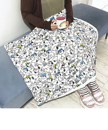 スヌーピー ボア付きウォームクロス アイボリー ブランケット SNOOPY