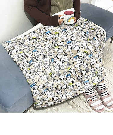スヌーピー ボア付きウォームクロス ベージュ ブランケット SNOOPY