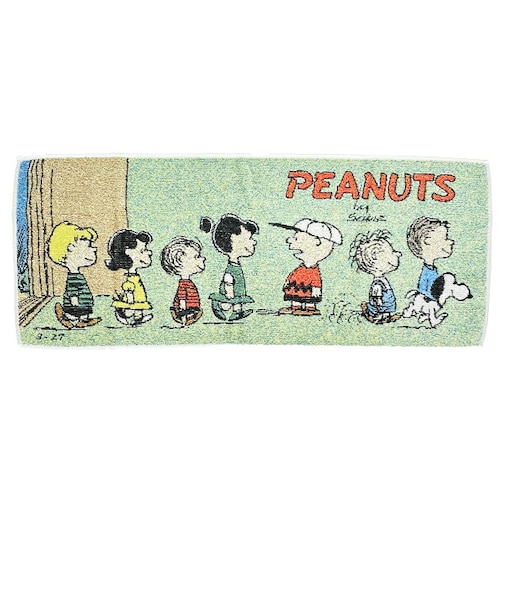 スヌーピー フェイスタオル グリーン 西川 日本製 SNOOPY