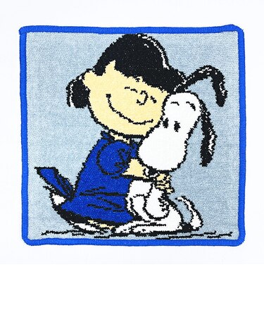 スヌーピー シェニール織ミニタオル グレー HUG ハンカチ 日本製 SNOOPY