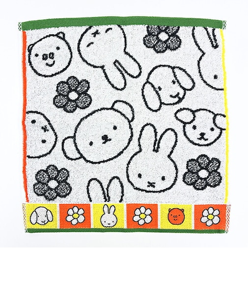 ミッフィー miffy ウォッシュタオル ブルーナカラー ホワイト ハンカチ 西川 日本製