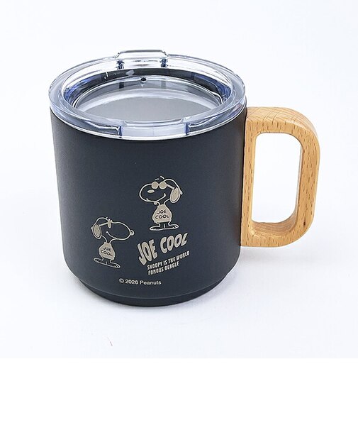 スヌーピー 蓋付ステンレスマグ モノトーン ブラック コップ 日本製 SNOOPY