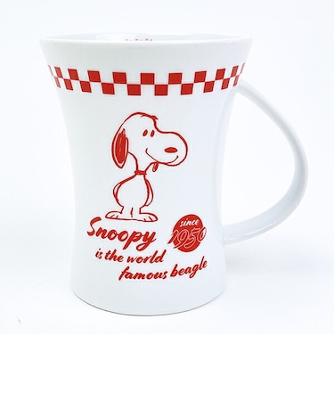 スヌーピー デカマグ (レッド) アメリカンチェックシリーズ コップ 日本製 SNOOPY