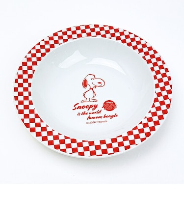 スヌーピー カレー皿 (レッド) アメリカンチェックシリーズ 食器 日本製 SNOOPY