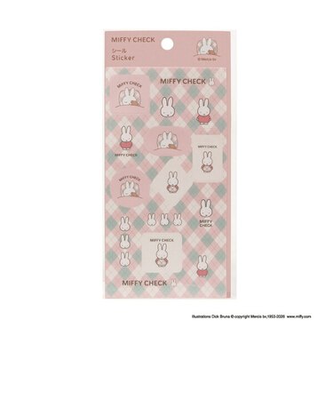 ミッフィー miffy シール (ピンク) MIFFY CHECK シリーズ 文具
