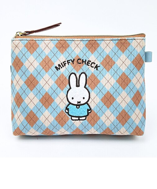 ミッフィー miffy ポーチ(A) (ブルー) MIFFY CHECK シリーズ