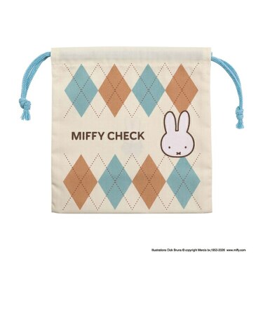 ミッフィー miffy 巾着袋(S) (ピンク) MIFFY CHECK シリーズ 日本製