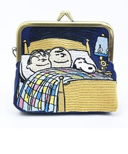 スヌーピー 畳刺繍ミニポーチ がま口 NLC ベッド SNOOPY