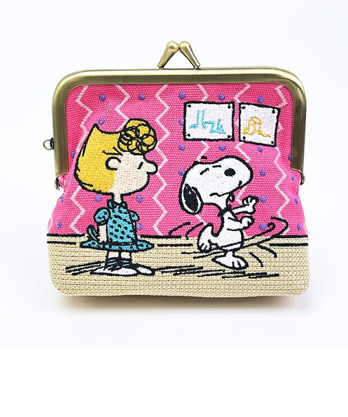 スヌーピー 畳刺繍ミニポーチ がま口 NLC ダンス SNOOPY