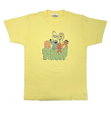 セサミストリート 集合 ユニセックスTシャツ(S) ライトイエロー アパレル