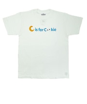 セサミストリート クッキーモンスター ユニセックスTシャツ(S) ロゴ ホワイト アパレル
