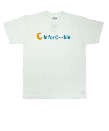 セサミストリート クッキーモンスター ユニセックスTシャツ(S) ロゴ ホワイト アパレル