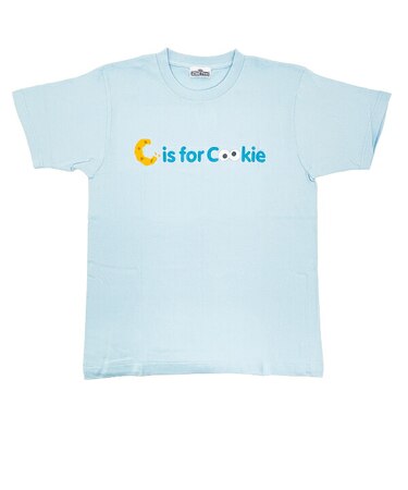 セサミストリート クッキーモンスター ユニセックスTシャツ(S) ロゴ ライトブルー アパレル