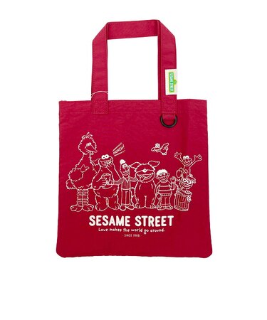 セサミストリート ミニフラットトートバッグ レッド ランチ