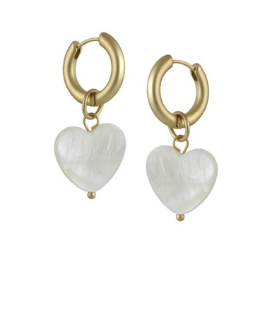 Sasha ハートパールドロップハギーピアス