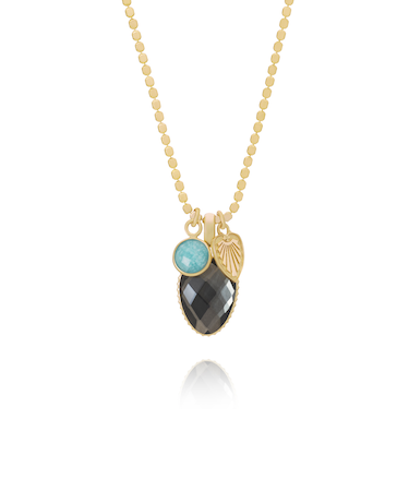 ATHENA ODESSEY パームリーフチャーム付2ストーンペンダントネックレス