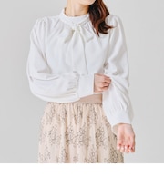 セミマットボウタイブラウス