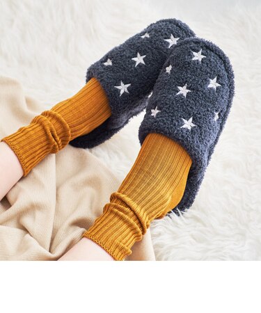 バイカラー星柄刺繍ルームシューズ
