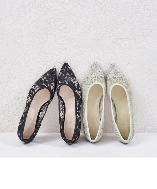 WEB限定★クリアヒールレースパンプス