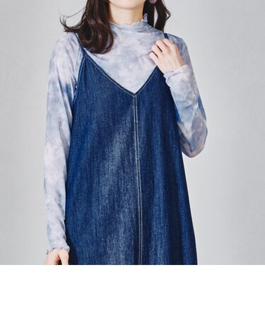 タイダイプリントシアーハイネックトップス