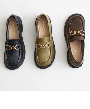 WEB限定★オーバルチェーンモチーフローファー/25108