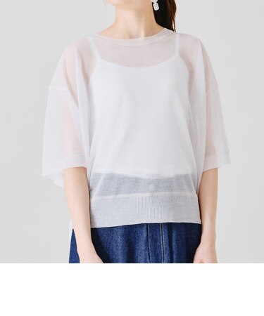 配色ラインシアーニットTシャツ