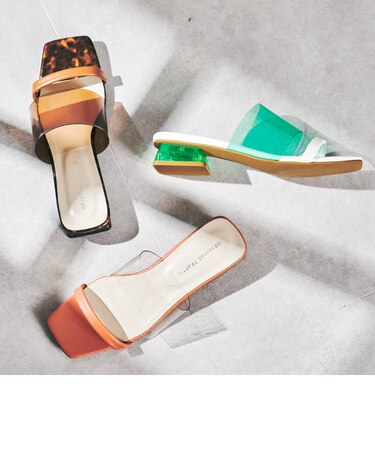 PVCクリアヒールミュールサンダル