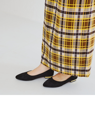 【WEB限定】【就活・ローヒール】【黒】ポインテッドトゥフラットパンプス/R-4007