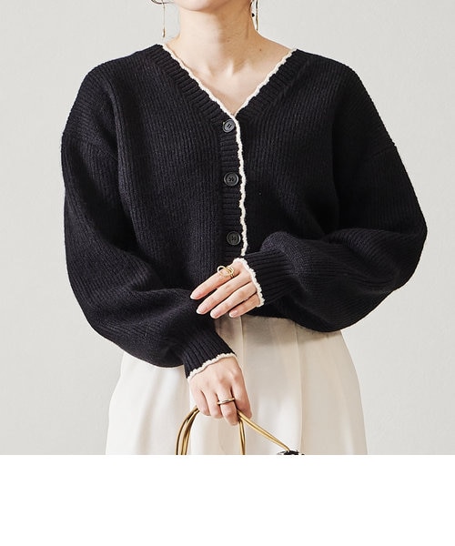 配色ピコスカラップニットカーディガン｜オリエンタルトラフィックの