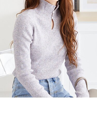 2WAYパール付きフィンガーホールリブニット/WEB先行予約　9月中旬発売予定/AC3414