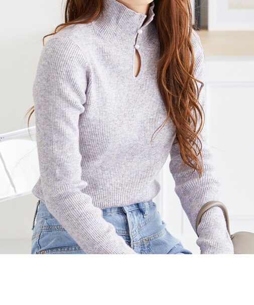 2WAYパール付きフィンガーホールリブニット/WEB先行予約　9月中旬発売予定/AC3414