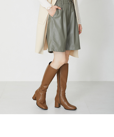 スクエアトゥヒールロングブーツ/31503