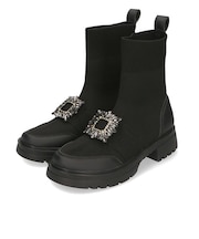バックルビジューニットブーツ