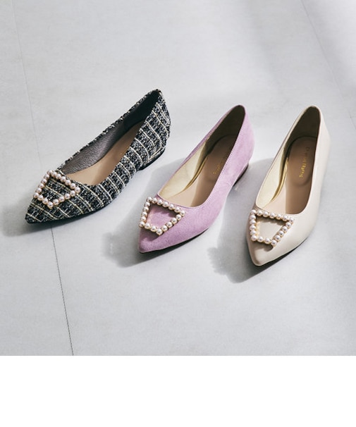 パールモチーフポインテッドトゥパンプス/41117