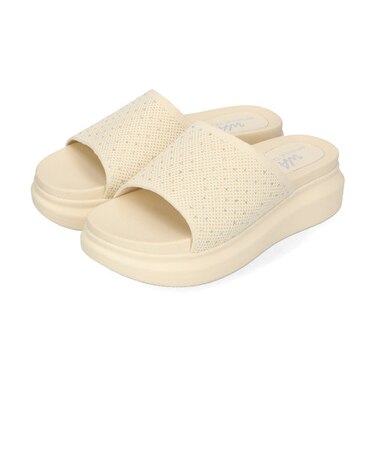 【厚底】ラインストーンニットミュールサンダル/42204