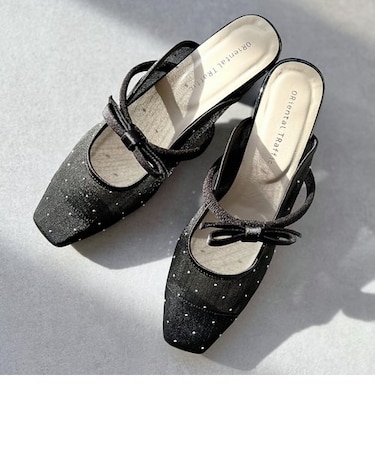 ラインストーンチュールミュール