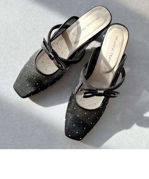 ラインストーンチュールミュール