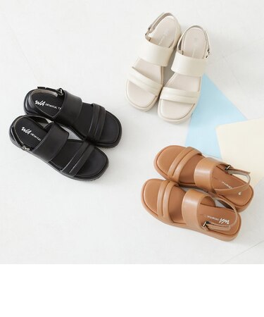 【歩きやすい】パデットストラップ厚底サンダル/42203