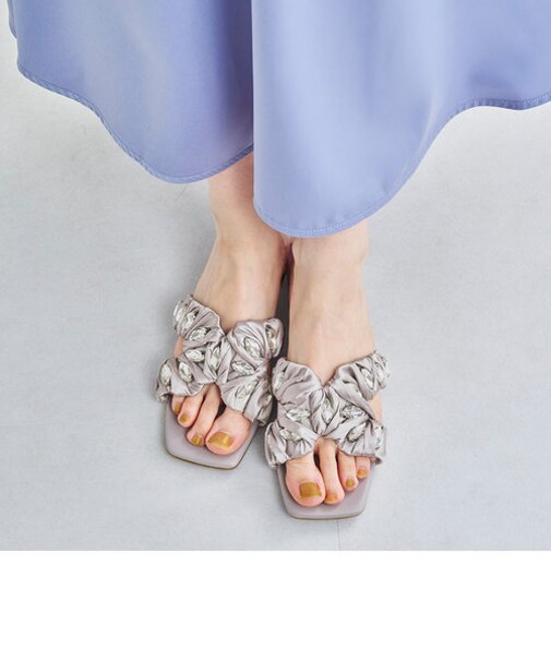 ビジューサテンベルトサンダル/41245