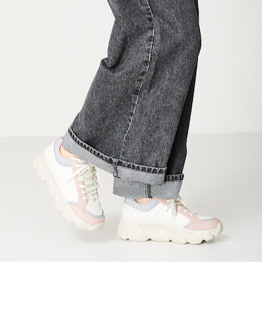 グリッター×スムース厚底スニーカー/OT3741