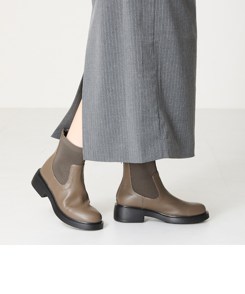 リブニットバックジップブーツ/42407