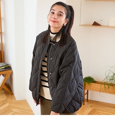 キルティングノーカラーダウンジャケット/MO43D04