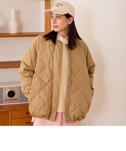 キルティングノーカラーダウンジャケット/MO43D04