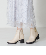 バックルデザインタンクソールヒールブーツ/42408