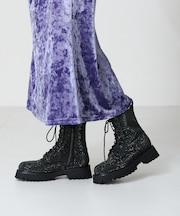 ラインストーンレースアップシューズ