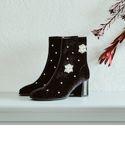 ビジュー×ラウンドトゥベロアブーツ/41418