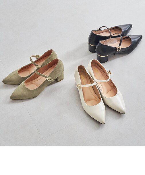 ポインテッドトゥストラップパンプス/52103