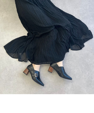 ウッドヒールベルトパンプス/51103