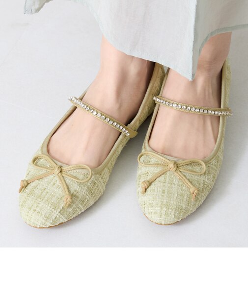 ツイードバレエストラップパンプス/51106